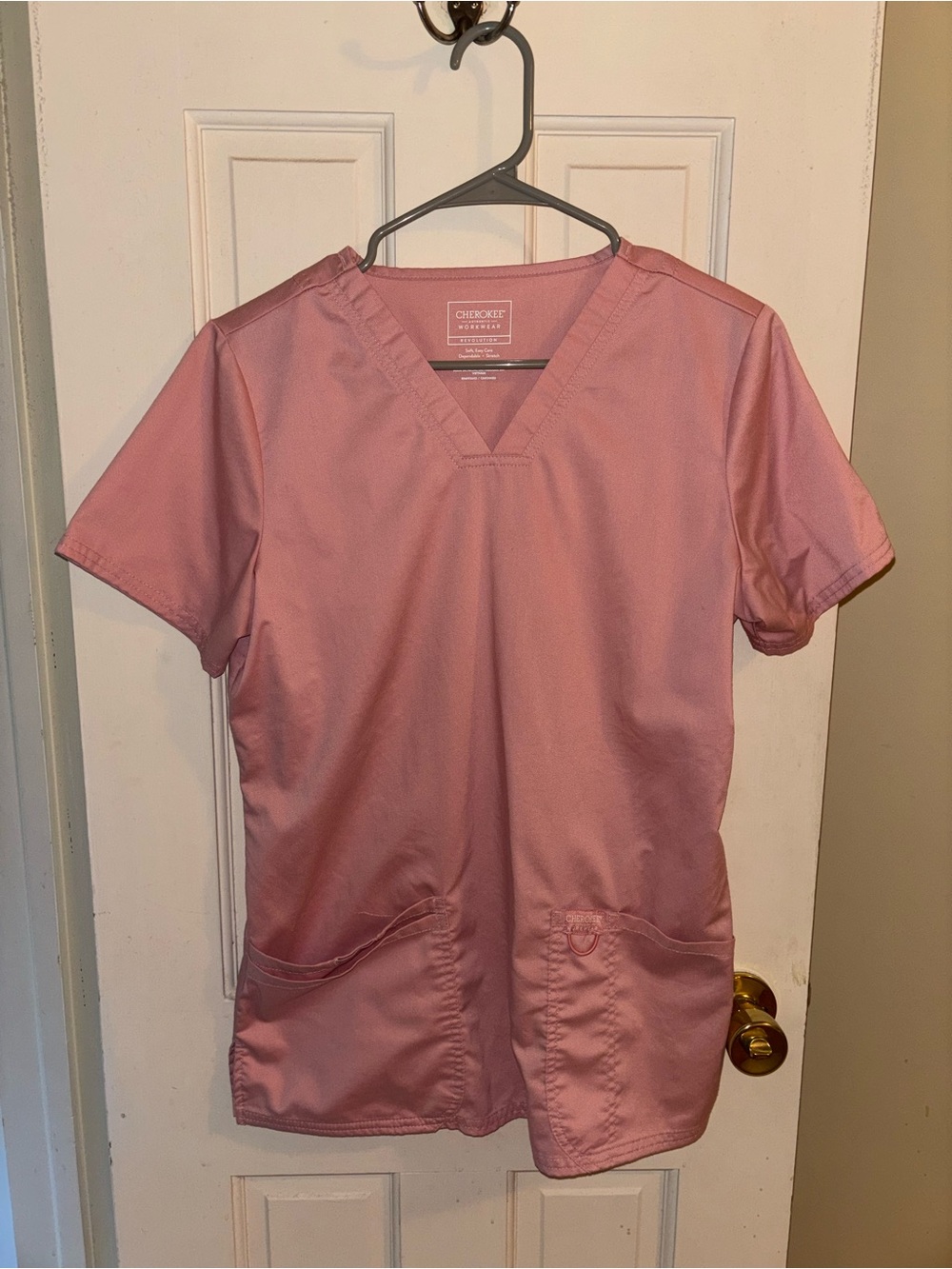 Cherokee Pink V-Neck Medical Scrub Top
